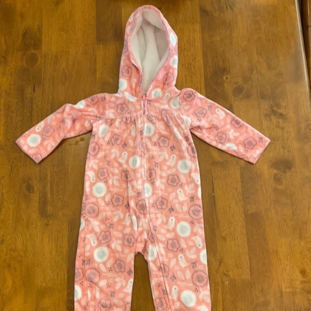 Bird and flower fleece one piece 002 - Picture 2 of 4